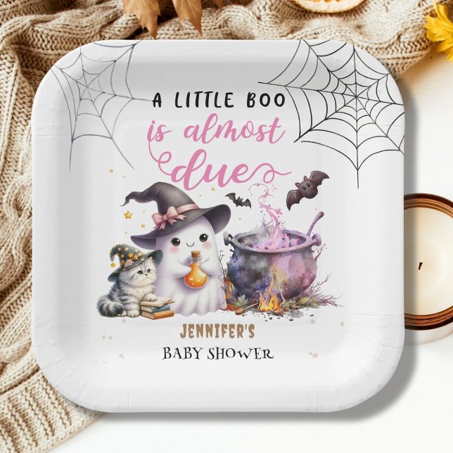 Plato De Papel ¡Un Pequeño Boo! Chica Rosa Halloween Baby Shower (Subido por el creador)