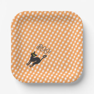 Plato De Papel Un pequeño Boo es debido a cuadros naranja Gato ne