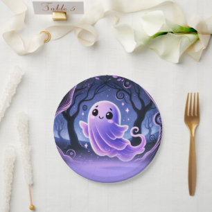 Plato De Papel Un pequeño Boo Fantasma Morado Fiesta de Cumpleaño