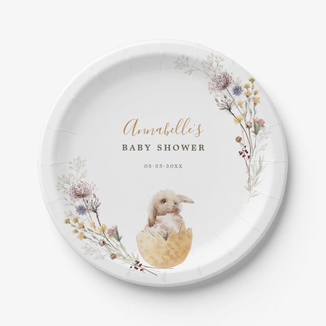 Plato De Papel Un pequeño Bunny Easter Baby Shower (Anverso)