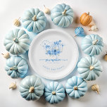 Plato De Papel Un pequeño calabaza de Bow Boy Baby Shower<br><div class="desc">Una Pequeña Calabaza De Papel Baby Shower De Chico. Los elementos coincidentes están disponibles.</div>