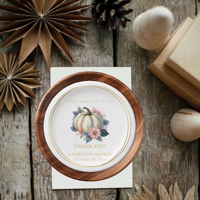 Plato De Papel Un pequeño calabaza en el otoño de la floral Baby  (Subido por el creador)