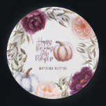 Plato De Papel Un pequeño calabaza florido papel de fiesta de cum<br><div class="desc">Floral y calabaza otoño cena decoración de platos de papel en color morado,  verde y melocotón. Con hermosas acuarelas florales,  follaje y diseño de calabaza. Diseño ideal otoño/otoño. Ideal para los cumpleaños del otoño.</div>