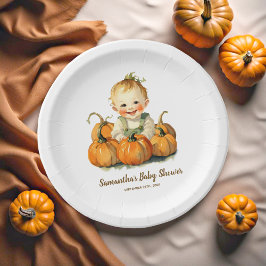 Plato De Papel Un pequeño calabaza otoño otoño caen en Baby Showe