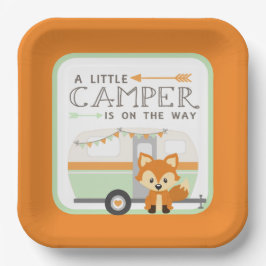 Plato De Papel Un pequeño camper RV Camper Baby Shower Naranja