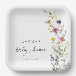 Plato De Papel Un pequeño Chica de flores silvestres Baby Shower