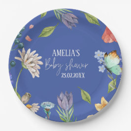 Plato De Papel Un pequeño Chica de flores silvestres Baby Shower 