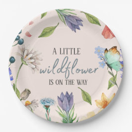 Plato De Papel Un pequeño Chica de flores silvestres Baby Shower 