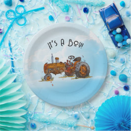 Plato De Papel Un Pequeño Conductor Está En Camino