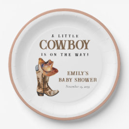 Plato De Papel Un pequeño Cowboy Western Baby Shower