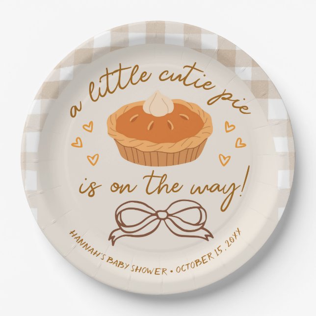 Plato De Papel Un pequeño Cutie Pie está en camino (Anverso)
