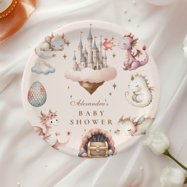 Plato De Papel Un pequeño dragón está en camino a Baby Shower (Subido por el creador)