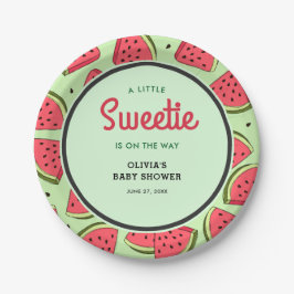 Plato De Papel Un pequeño dulce verano Sandía Baby Shower 