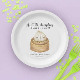 Plato De Papel Un pequeño dumpling está en camino baby shower