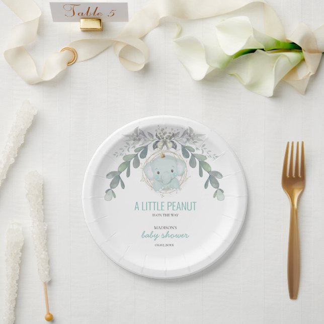 Plato De Papel Un pequeño elefante Baby Shower (Boda)