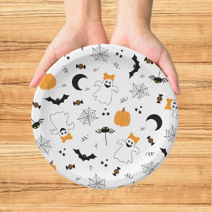 Plato De Papel Un pequeño fantasma está a punto de llegar Chica n