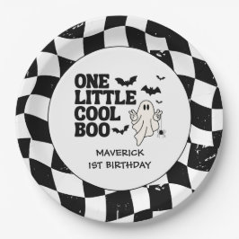 Plato De Papel Un pequeño Guay Boo Halloween 1er cumpleaños