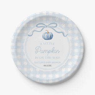 Plato De Papel Un pequeño lazo azul de calabaza Otoño Baby Shower