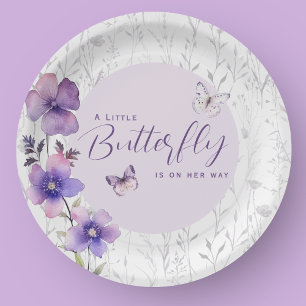 Plato De Papel Un pequeño mariposa Baby Shower Purple Boho