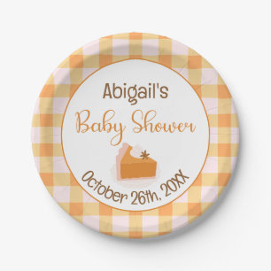 Plato De Papel Un pequeño muelle de Gingham cae en Baby Shower