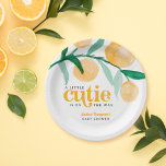Plato De Papel Un pequeño Naranja de Citrus Cutie Retro Baby Show<br><div class="desc">Un poco de placas de papel de Baby Shower retro Naranja de cítricos cortados</div>