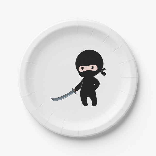 Plato De Papel Un pequeño Ninja enojado (Anverso)