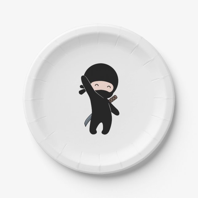 Plato De Papel Un pequeño Ninja feliz (Anverso)