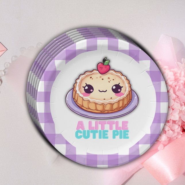 Plato De Papel Un Pequeño Pie De Kawaii Púrpura Plantó Baby Showe (Subido por el creador)