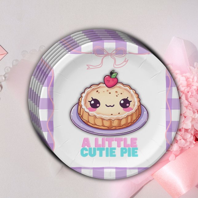 Plato De Papel Un Pequeño Pie De Kawaii Púrpura Plantó Baby Showe (Subido por el creador)