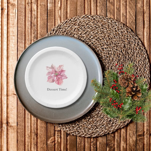 Plato De Papel Un pequeño postre de poinsettia rosa con copas de  (Subido por el creador)