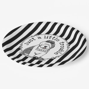 Plato De Papel Un pequeño problema: Gris de perro pastor inglés 1