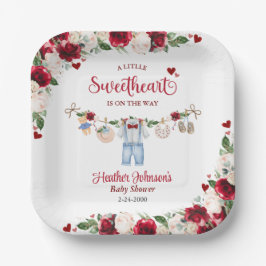 Plato De Papel Un pequeño querido Valentine Boy Baby Shower