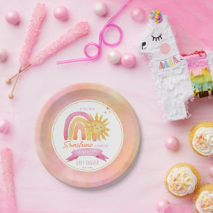 Plato De Papel Un pequeño rayo de luz solar Chica Baby Shower