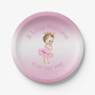 Plato De Papel Un pequeño rosa de princesa Ballerina Baby Shower