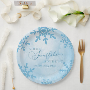 Plato De Papel Un pequeño Snowflake Winter Wonderland Baby Shower