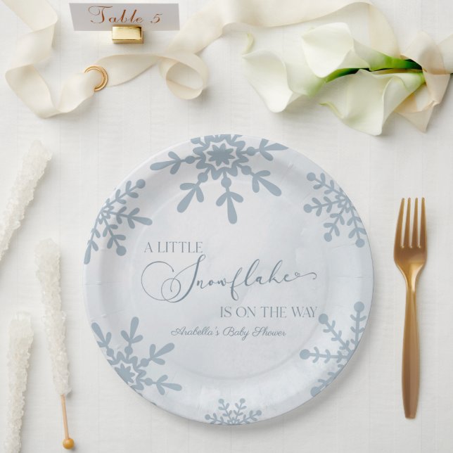 Plato De Papel Un pequeño Snowflake Winter Wonderland Baby Shower (Boda)