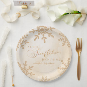 Plato De Papel Un pequeño Snowflake Winter Wonderland Baby Shower