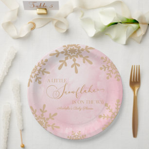 Plato De Papel Un pequeño Snowflake Winter Wonderland Baby Shower