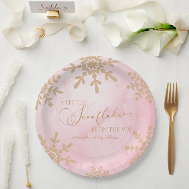 Plato De Papel Un pequeño Snowflake Winter Wonderland Baby Shower (Boda)