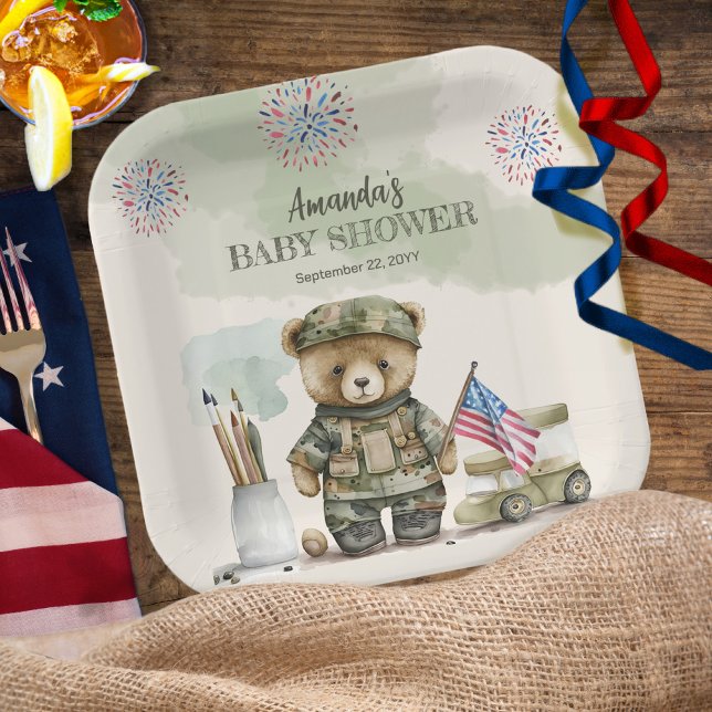 Plato De Papel Un pequeño soldado, Teddy Bear Baby Shower (Subido por el creador)