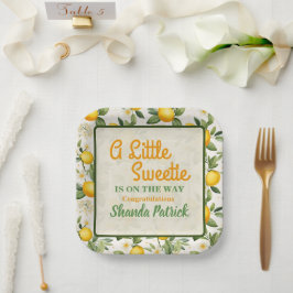 Plato De Papel Un pequeño tema de limón dulce para baby shower