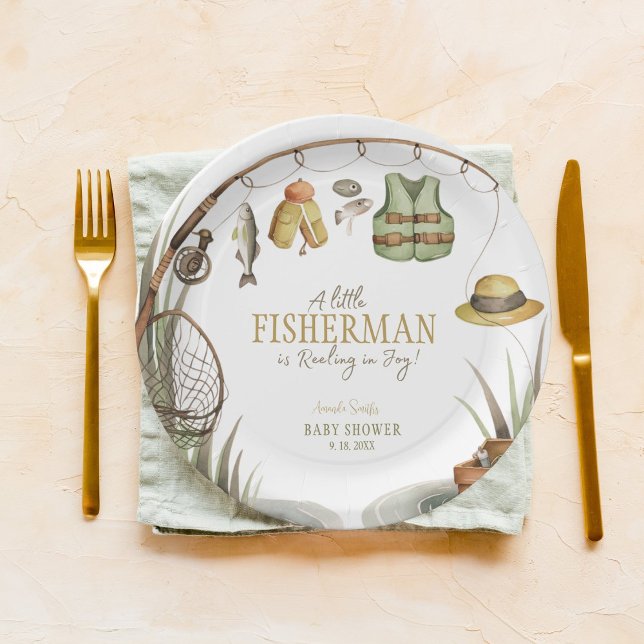 Plato De Papel Un pescador se tambalea de alegría Baby Shower (Subido por el creador)