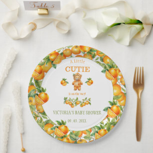 Plato De Papel Un poco cursi Baby Shower Naranja