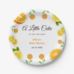 Plato De Papel Un poco cursi Naranja de cítricos limón Baby Showe