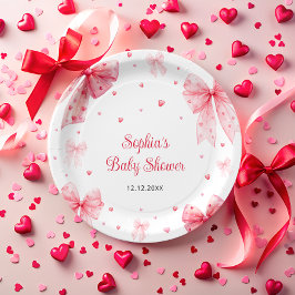 Plato De Papel Un poco de amor lindo barro rojo rosado Baby Showe