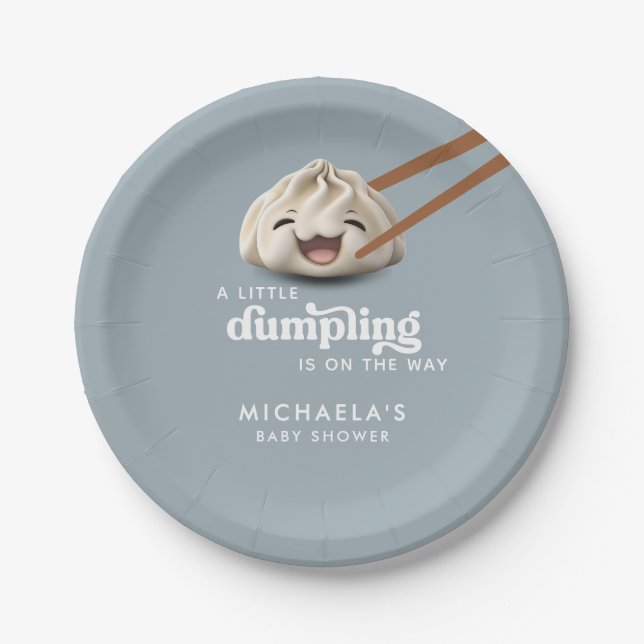 Plato De Papel Un Poco De Dumpling Está En El Camino De Baby Show (Anverso)