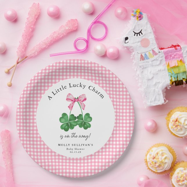 Plato De Papel Un poco de encanto Shamrock Baby Shower (Fiesta)
