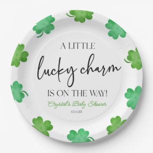 Plato De Papel Un poco de encanto verde Baby Shower