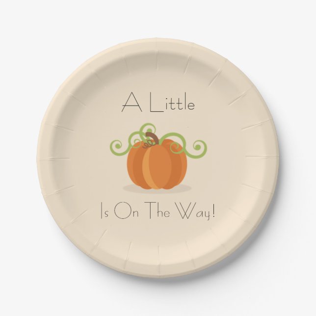 Plato De Papel Un poco de placas Baby Shower de calabaza (Anverso)