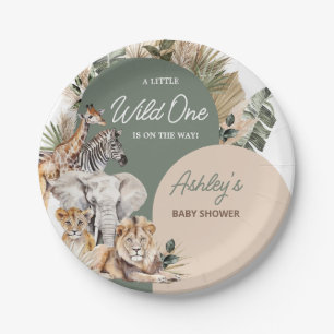 Plato De Papel Un poco salvaje, un Safari Animals Baby Shower